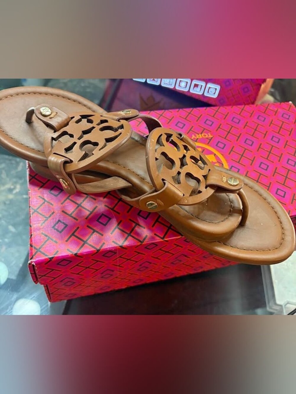 Tory Burch Tan Miller Leather Sandals